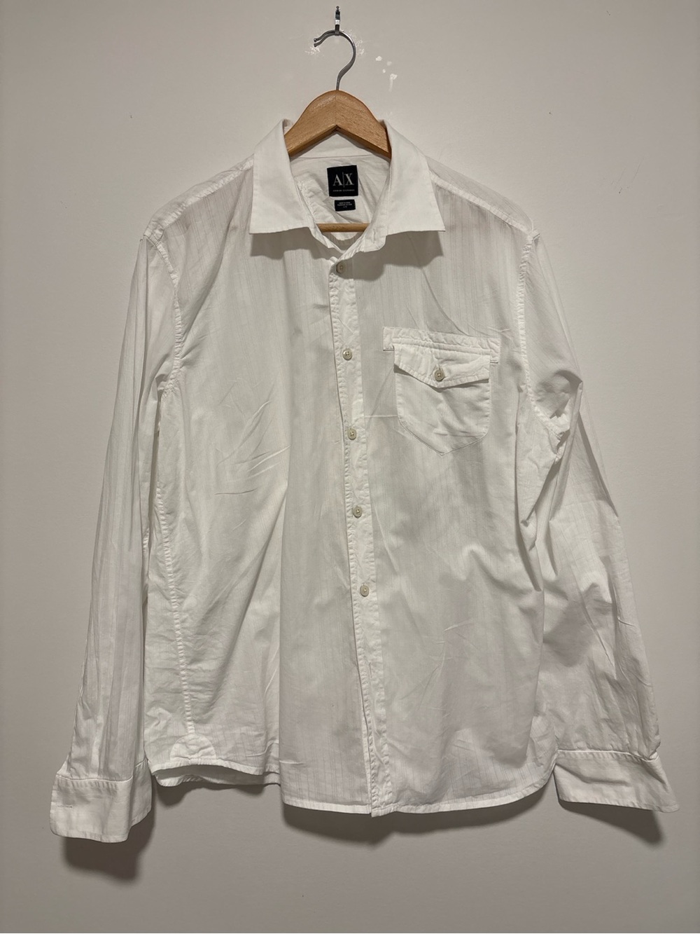 Armani Exchange A|X White Floral Embroidered Button-Up Shirt – Large